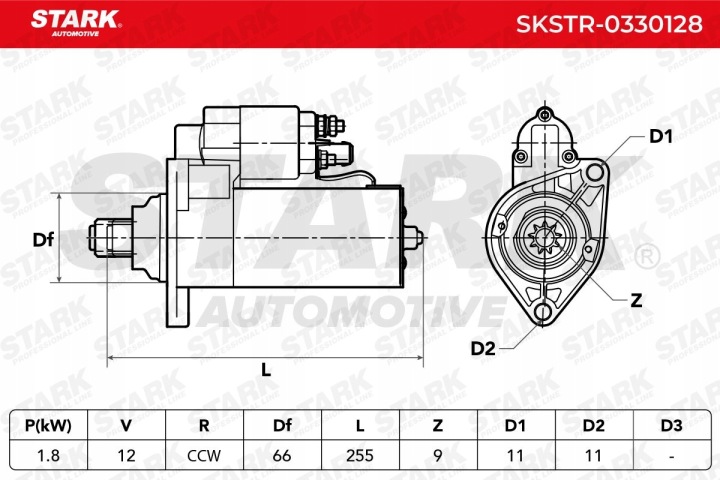 DÉMARREUR STARK SKSTR-0330128 1,8KW 12V VERS VW LUPO (6X1, 6E1) POLO (6N2)