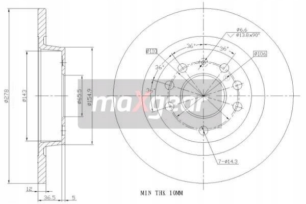 MAXGEAR 19-0813 DISCO DE FRENADO 