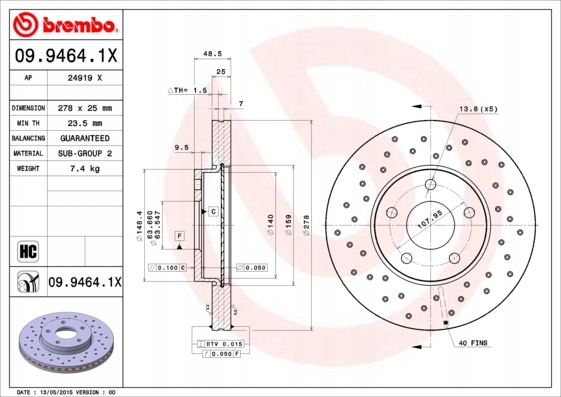 DISCOS ZAPATAS PARTE DELANTERA BREMBO FORD FOCUS II DESCAPOTABLE 