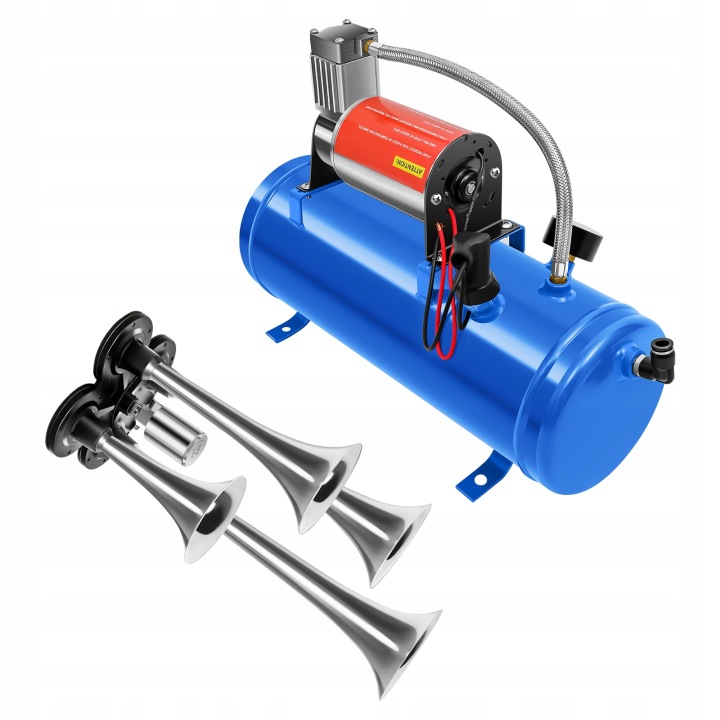 COMPRESSEUR AIR 6L AVEC 4-TUROWA KLAXON PNEUMATIQUE KIT SYGNALOW DZWIEKOWYCH 150 PSI