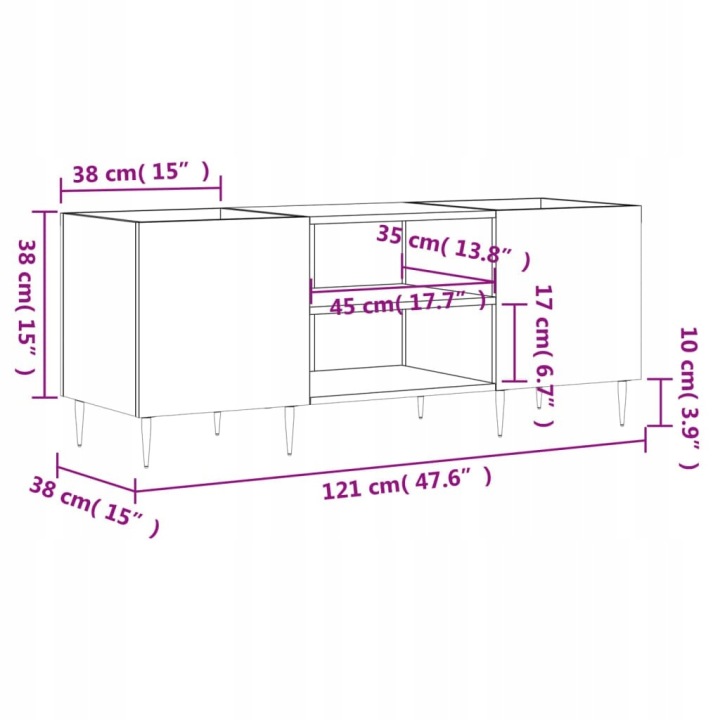 CASIER SUR PLYTY WINYLOWE SZAROSC BÉTON 121X38X48CM