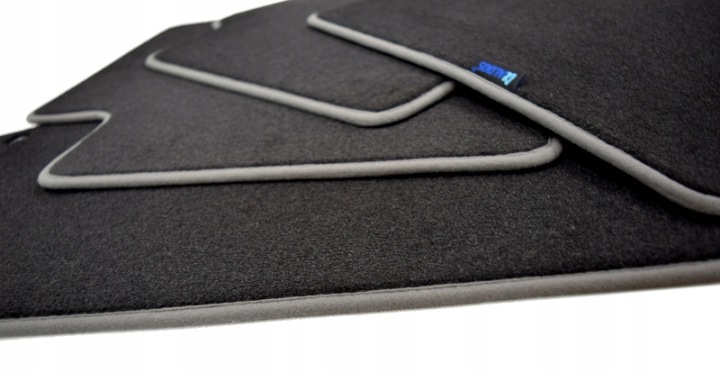 TAPIS DE SOL VELOURS LUX BMW X5 E70 2007-2013R.+ RZEPY NOIR AVEC COULEUR GRISE LAMOWKA