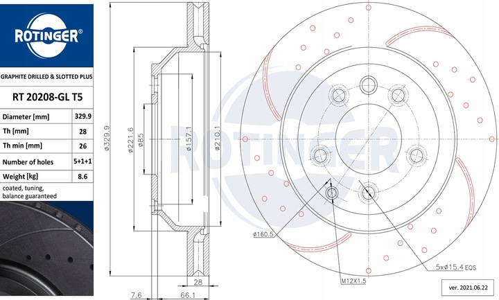 DISCOS ROTINGER RT 20208-GL T5 