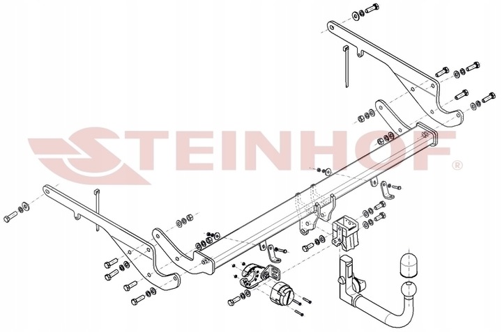 WYPINANY BARRA DE REMOLQUE GANCHO DE REMOLQUE PARA MAZDA CX-9 II (TC) EE.UU. 2016-2023 + MÓDULO 13PIN 