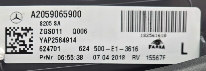 MERCEDES W205 C-KLASA UNIVERSEL ARRIÈRE GAUCHE PHARE DANS COUVERCLE DE COFFRE GAUCHE ARRIÈRE A2059065900