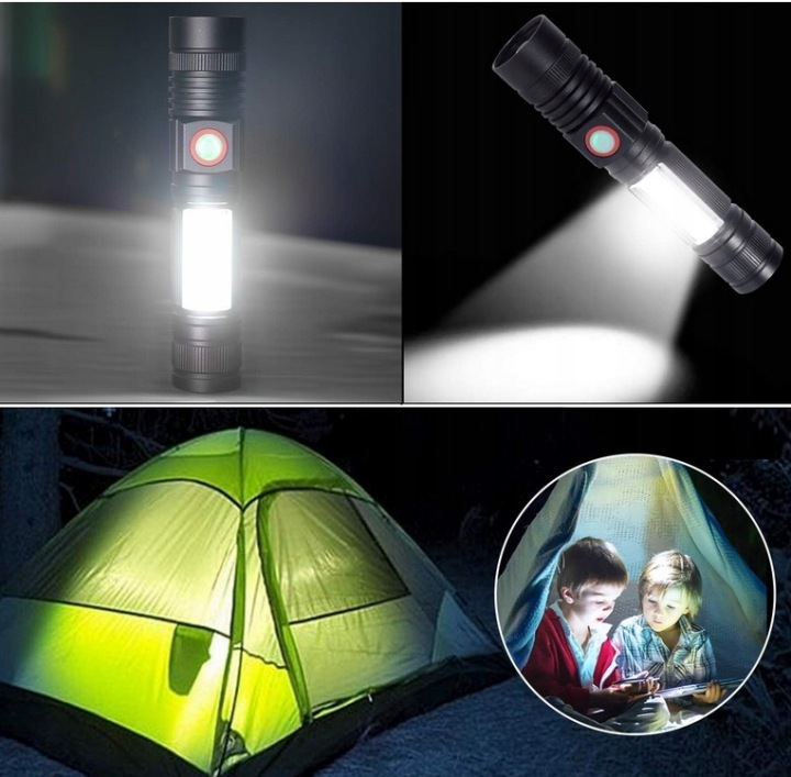 LAMPE DE POCHE REHKITTZ S2600 LADOWANA 18650 2500MAH 2 CV LED ZOOM COB AIMANT POIGNÉE