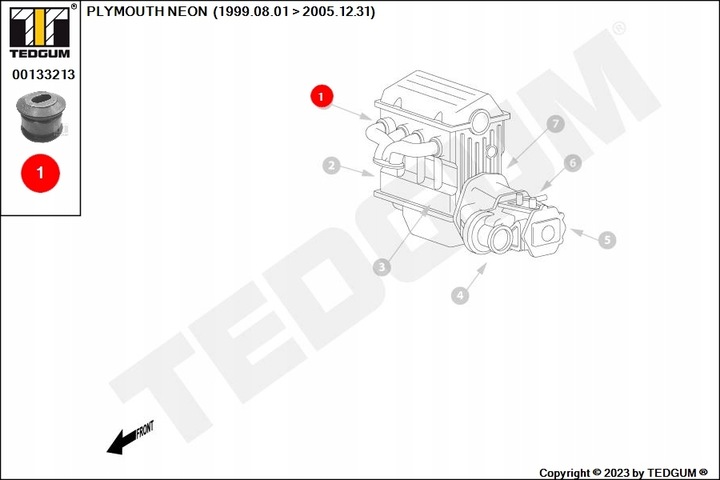 PIEZA INSERTADA ALMOHADAS DEL MOTOR P CHRYSLER NEON II, PT CRUISER 1.6-2.4 08.99-12.10 