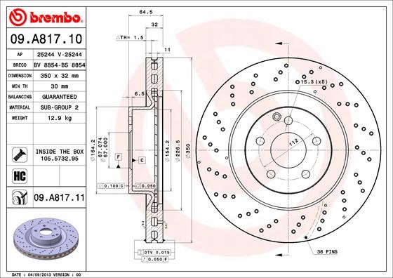 DISCOS ZAPATAS PARTE DELANTERA BREMBO MERCEDES CLASE S 