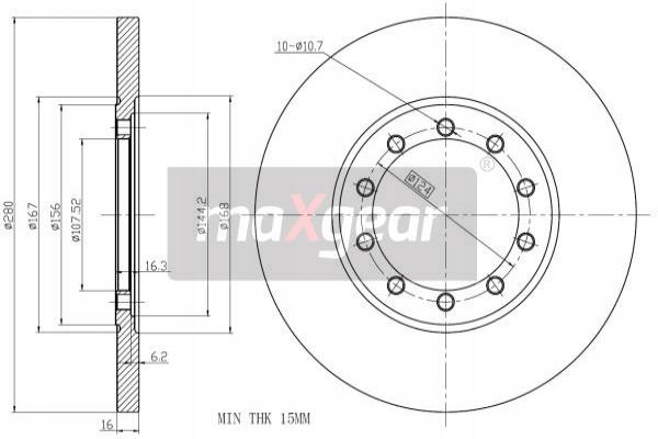 DISCO HAM. FORD T. TRANSIT 06- 280X16 WEW.107 Z RECUBRIMIENTO ANTYKOROZYJNA 