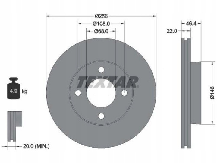 DISCS FRONT TEXTAR 92026000 photo 2 - milautoparts-fr.ukrlive.com