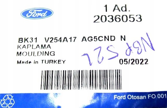 REVÊTEMENT MOULURE LATÉRALE GAUCHE CENTRALE FORD TRANSIT 2014 2019 ORIGINAL
