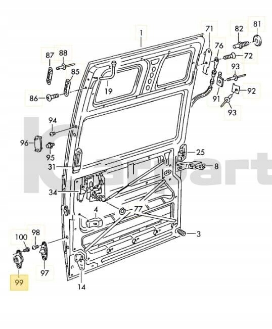 ORIGINALE NEUF PLAQUE VERROUS PORTE COULISSANTE VW T4 1991-2004 701843637
