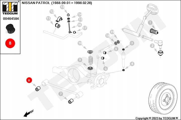 SILENTBLOCK BARRA REAKCYJNEGO PARTE TRASERA NISSAN PATROL GR IV, PATROL GR V 