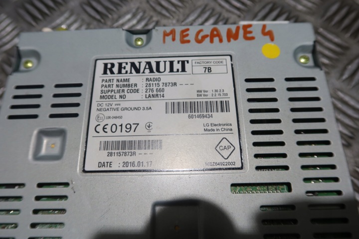 RENAULT MEGANE IV RADIO NAVIGATION NAVI RADIO 281157873R