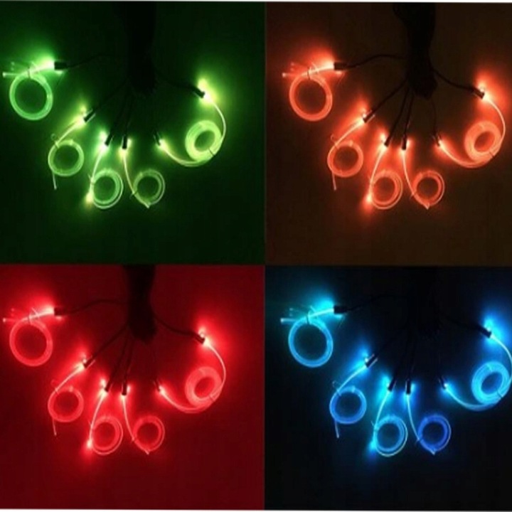 6X CABLE DE FIBRA ÓPTICA EL WIRE DIODO LUMINOSO LED RGB AMBIENT CONTROL REMOTO 2X8M 