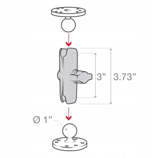 RAM MOUNT KOMPOZYTOWE RĖMAS 9.37 CM NA GALVUTĘ B 1'' RAP-B-201U nuotrauka 7