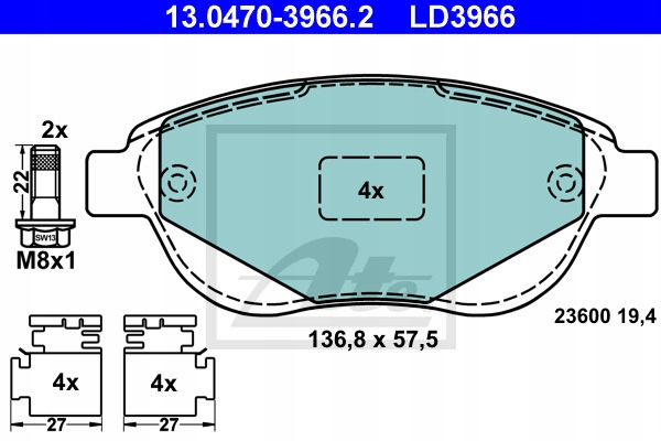 ZAPATAS DE FRENADO ATE CERAMIC ATE 13.0470-3966.2 