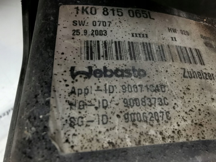 VOLKSWAGEN TOURAN I CHAUFFAGE DE STATIONNEMENT WEBASTO ALL/W/D