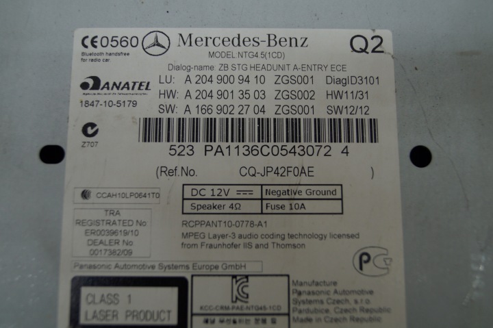 RADIO MERCEDES C W204 A2049009410