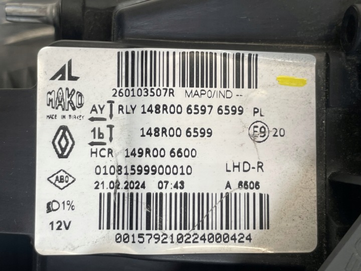 RENAULT OE 260103507R CLIO V LIFT PHARE PROJECTEUR AVANT AVANT DROIT