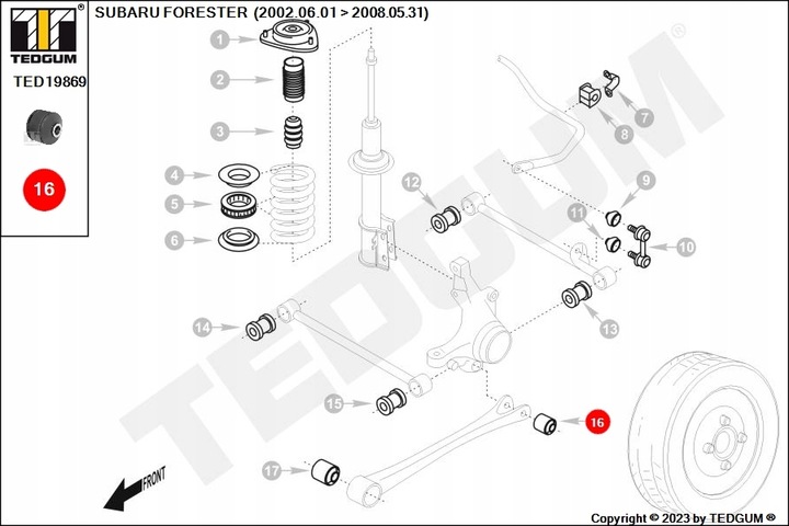 BLOQUE SILENCIOSO WAH. SUBARU T. FORESTER 97- 08 LONGITUDINAL TRASERO 