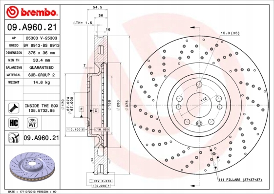 DISCOS ZAPATAS PARTE DELANTERA BREMBO MERCEDES GLE 