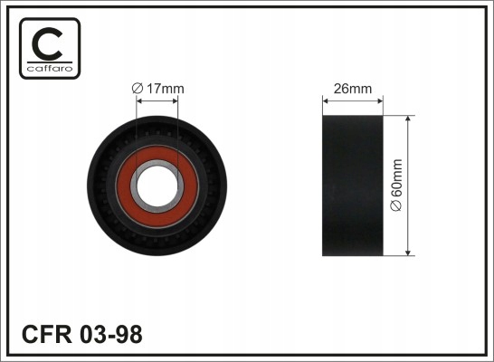 CAFFARO GALET TENDEUR 60X17X26 PLASTIK-GLADKA, ROULEMENT NACHI JAPAN