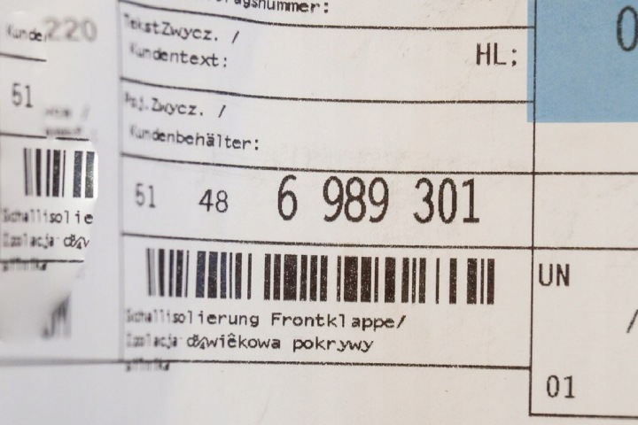BMW 5 F10 COUVERCLE INSONORISANT CAPOTS 51486989301 2016 NEUF ORIGINALE