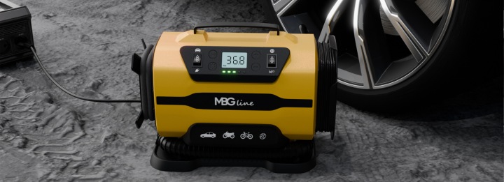 2× MBG LINE 845 PRO COMPRESSEUR AUTOMOBILE 12V/230V LCD VENTILATEUR LAMPE DE POCHE LED