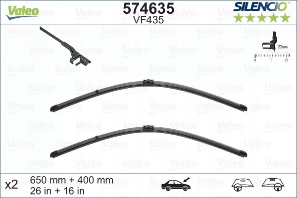 POIGNÉE ESSUIE-GLACES 2PCS VF435 SILENCIO XTRM 650 400 ASSISTANT CONDUCTEUR #33