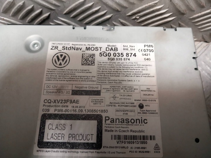 RADIO VOLKSWAGEN PASSAT B8 5G0035874