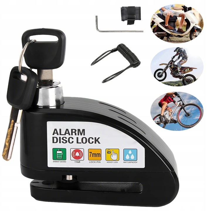BLOCAGE POUR VÉLO ALARME SUR DISQUES DE FREIN SERRURE AVEC ALARME 110DB