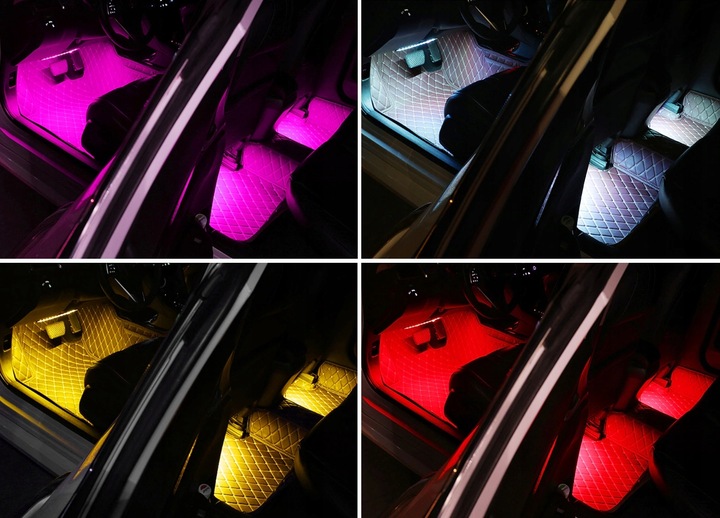 BELTS LEDY FOR AUTO LIGHTING INTERIOR RGB COLORED + WHITE + REMOTE CONTROL 