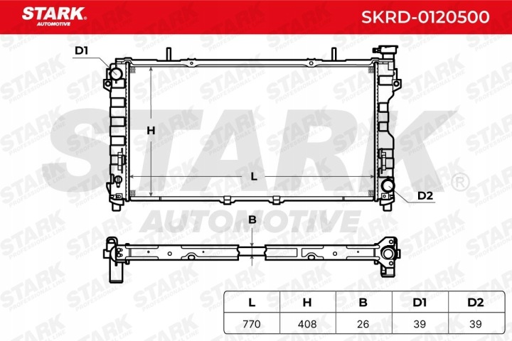 RADIATEUR EAU STARK SKRD-0120500 VERS CHRYSLER VOYAGER IV (RG, RS) VERS DODGE