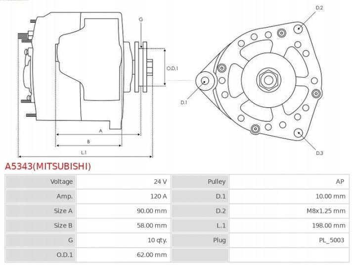 ALTERNATEUR AS-PL A5343(MITSUBISHI)