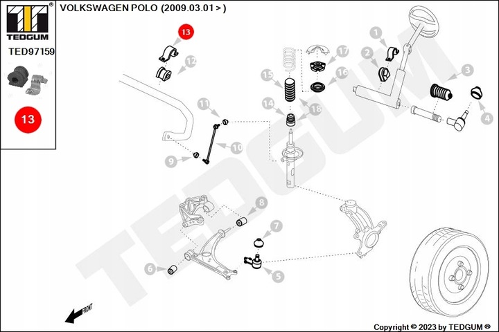 GOMA STAB. SKODA P. FABIA INTERIOR 16MM Z ANILLO DERECHA 