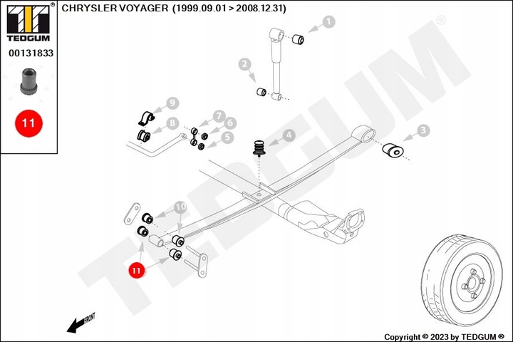 BLOQUE SILENCIOSO RESORTE TRASERO PARTE TRASERA PARA RESORTE CHRYSLER DODGE VOYAGER 