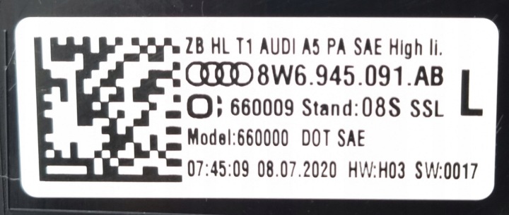 FEUX ARRIÈRE AUDI OE GAUCHE DROIT VERS AUTOMOBILES OSOBOWYCH
