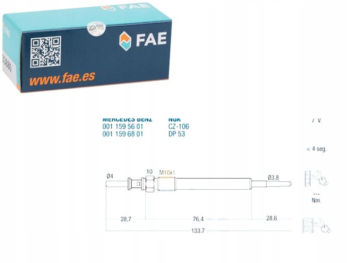 BOUGIE DE PRÉCHAUFFAGE MERCEDES CDIFAE 74241