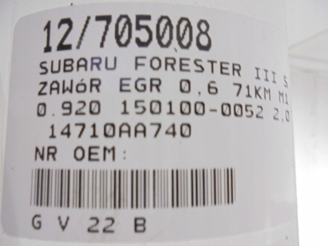 SUBARU FORESTER III SH VANNE EGR 150100-0052 2,0D 14710AA740