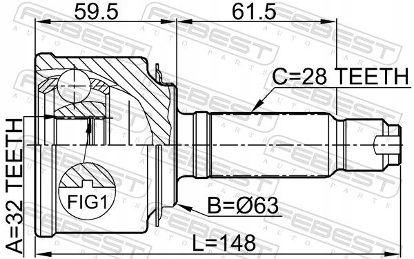 MUÑÓN SEMIEJES PARTE DELANTERA 0310-057 FEBEST ACURA HONDA 