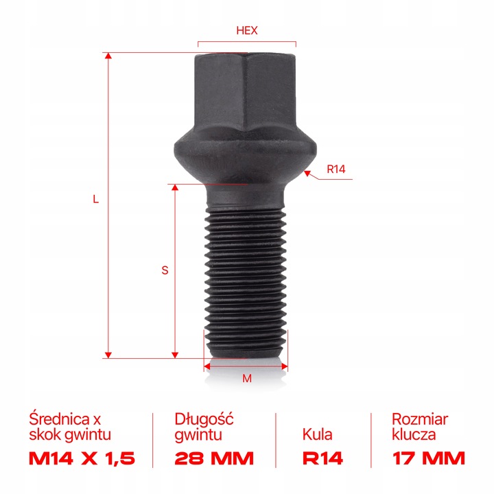 PERNO PARA DISCOS KOL MERCEDES C-CLASS (S205, W205) 