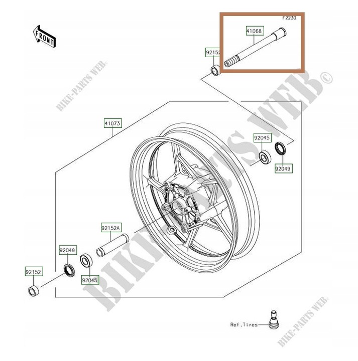 OSKA ESPÁRRAGOS RUEDA PARTE DELANTERA KAWASAKI NINJA 650 1000 Z650 17+ 