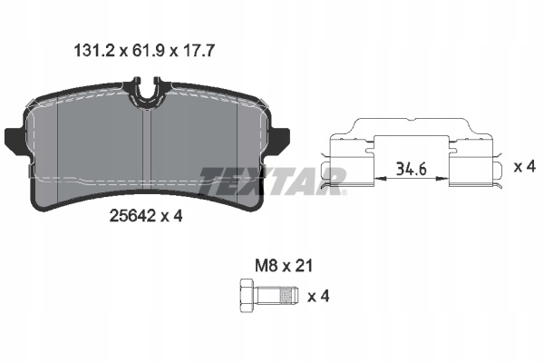 TEXTAR PADS BRAKE PORSCHE REAR MACAN 3,0-3,6 14- 