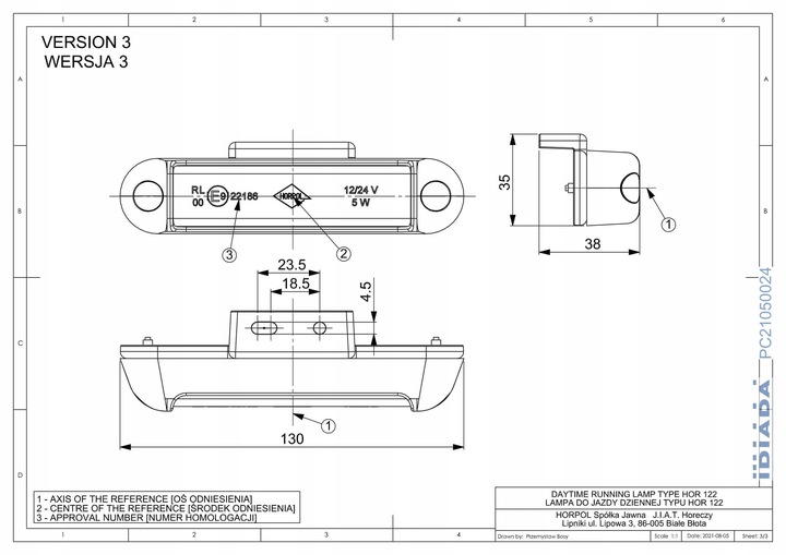 FAROS CONDUCTOR DE DÍA DIODO LUMINOSO LED 12/24V LDR2783 3X0,5MM2 DL.2,5M 