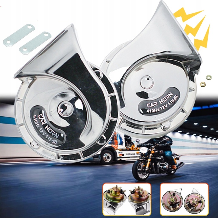 KLAXON AUTOMOBILE SLIMAK SIGNAL SONORE DWUTONOWY 12V 115DB ARGENTÉ