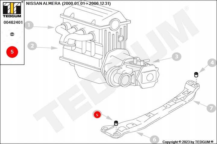 TED-GUM BLOQUE SILENCIOSO DE VIGA NISSAN P. PRIMERA 88-08 PARTE DELANTERA 