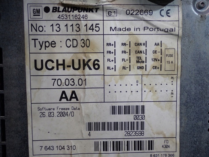 OPEL VECTRA C 02-05 RADIO 13113145 453116246