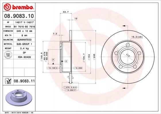 DISCOS ZAPATAS PARTE TRASERA BREMBO AUDI A6 C5 AVANT 