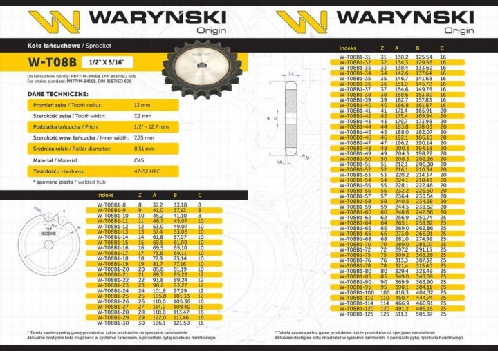 KOLO DENTÉ HARTOWANE DISQUE 08B-1 (R1 1/2) Z-65 DANS